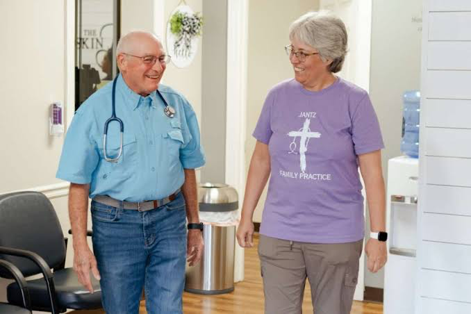 Dr. Jantz and his wife Roni at the clinic